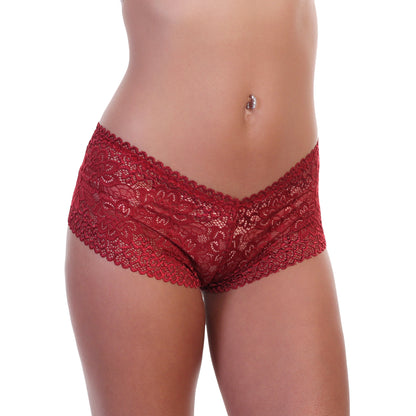 Lace Cheeky Boxer Brief Panties (6-Pack)