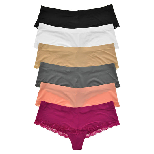 Laser Cut No-Show Cheeky Bikini Panties (6-Pack)