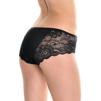 Cotton Hiphuggers with Cheeky Floral Lace Accent (6-Pack)