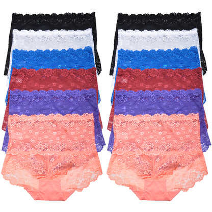 Lace High-Waist Brief Panties (12-Pack)