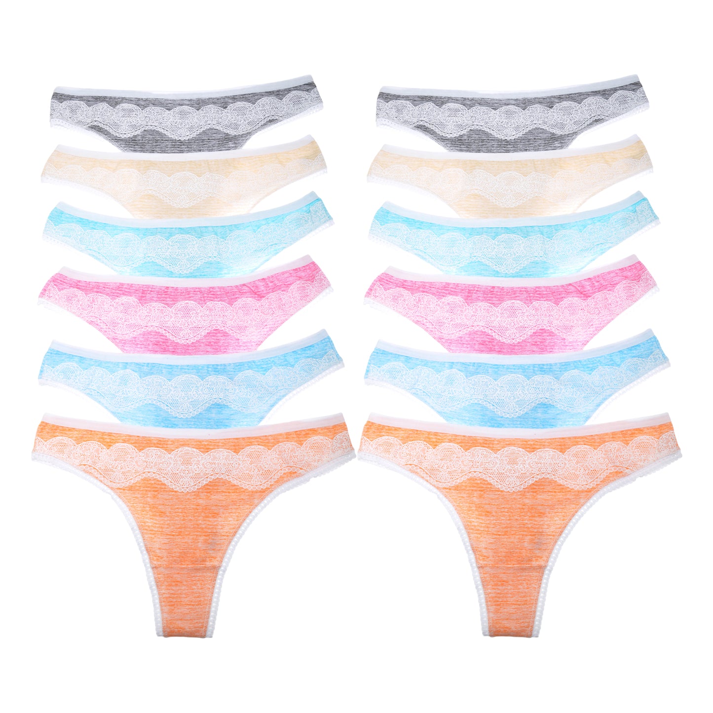 Cotton Thong Panties with Stripe Print Design (12-Pack)