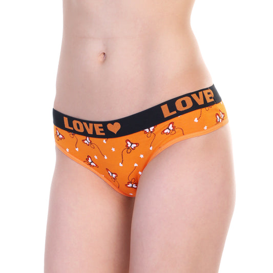 Cotton Brazilian Cut Bikini Panties with Butterfly Print (12-Pack)