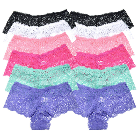 Floral Lace Cheeky Boxers (12-Pack)