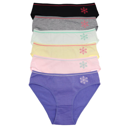 Cotton Bikini Panties with Embroidered Flower (6-Pack)