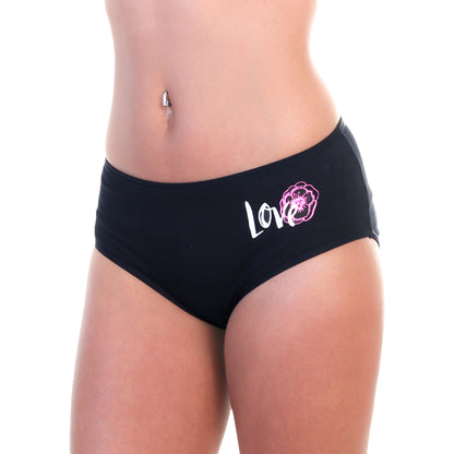Cotton Mid-Rise Briefs with Love Print Design (6-Pack)