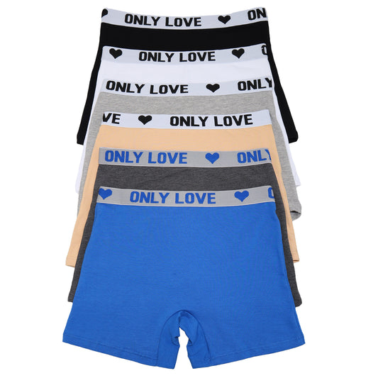 Cotton Bike Short Panties with Only Love Elastic Waistband (6-Pack)