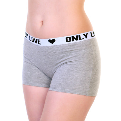 Cotton Bike Short Panties with Only Love Elastic Waistband (6-Pack)