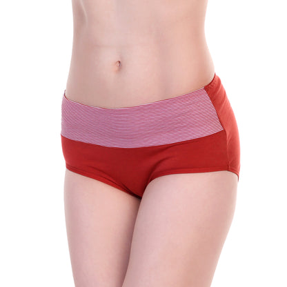 Cotton High Waist Panties with Stripe Print Accent (12-Pack)