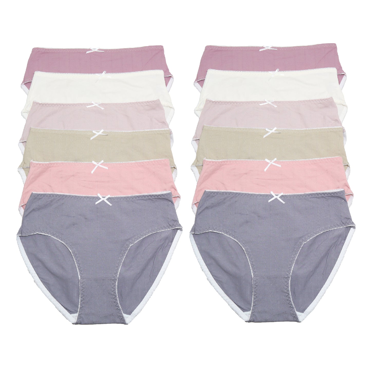 Cotton Hiphugger Panties with Cable Knit Design (12-Pack)