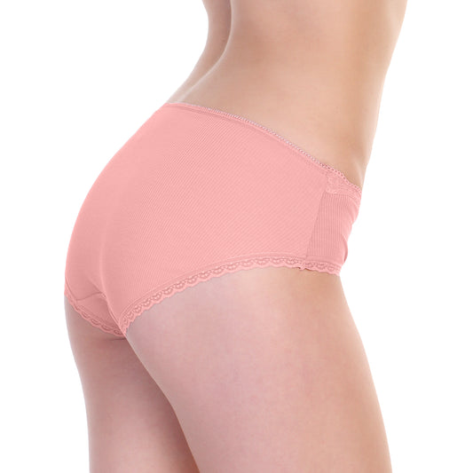 Cotton Hiphugger Panties with Flower Lace Accent (6-Pack)