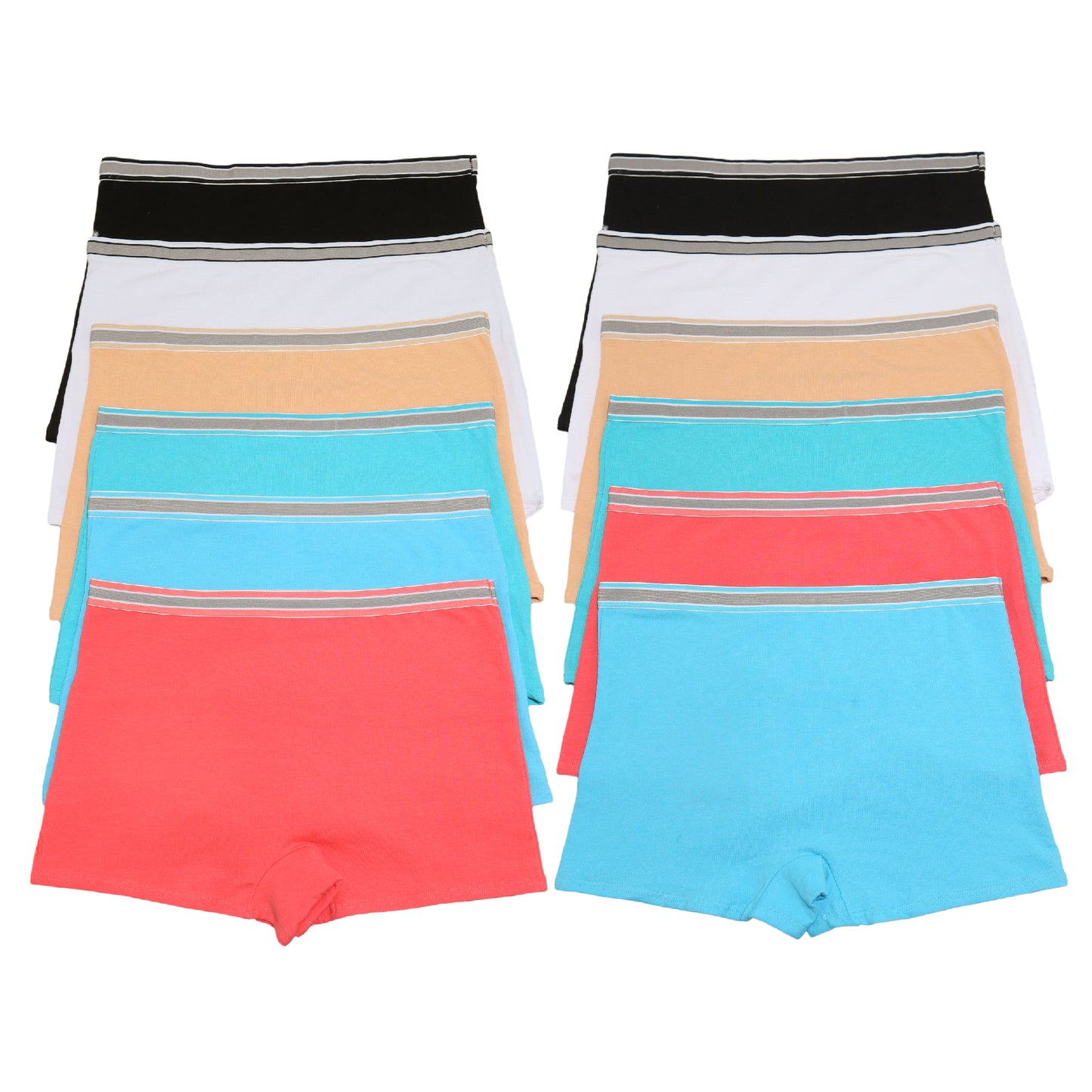 Cotton Boyshort Panties with Elastic Waistband (12-Pack)