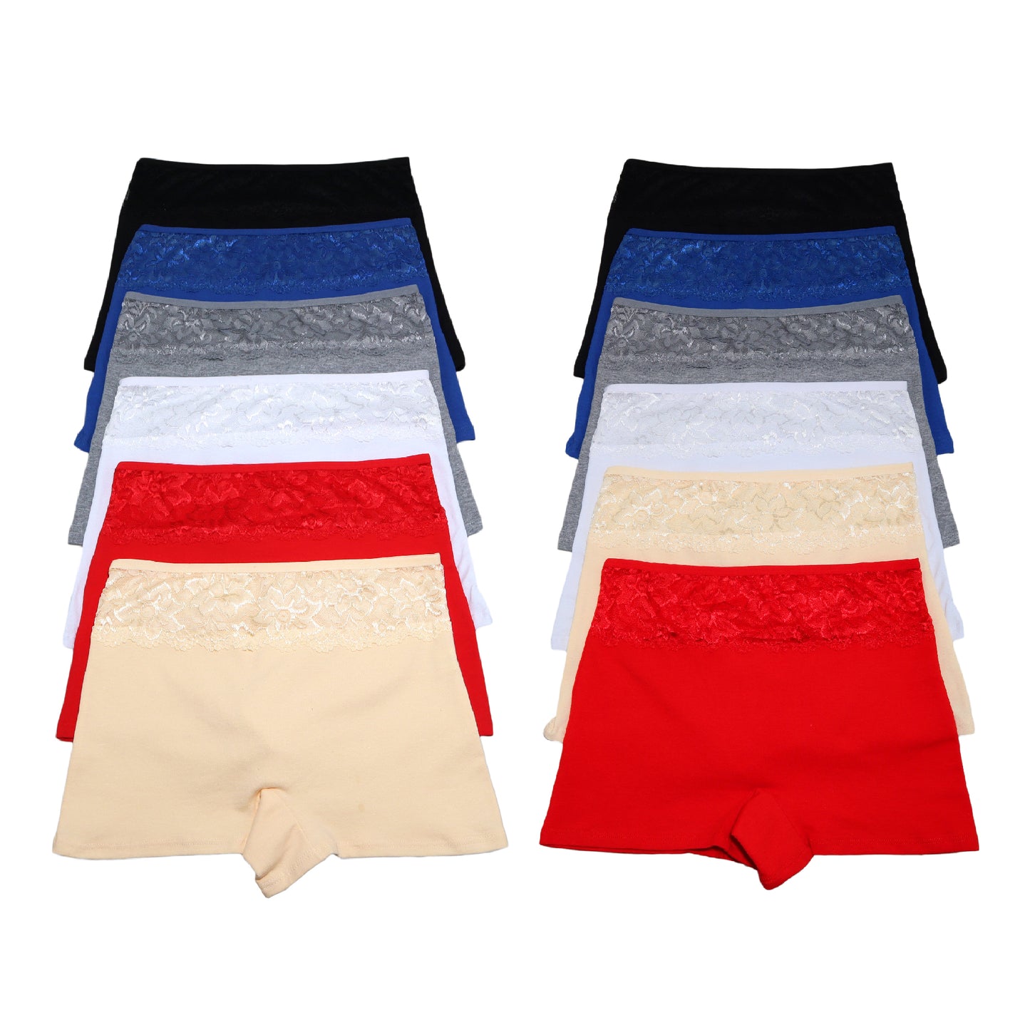Classic Cotton Boyshort Panties with Lace Accent (12-Pack)