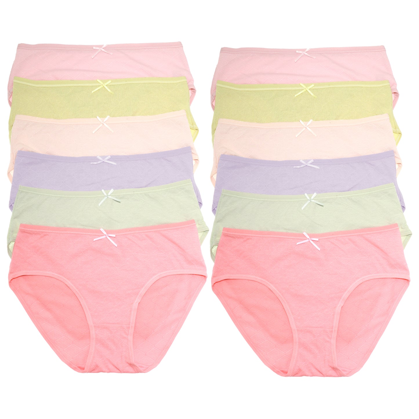 Cotton Bikini Panties with Diamond Pattern Design (6-Pack)