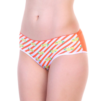 Cotton Bikini Panties with Roses and Stripes Design (6-Pack)