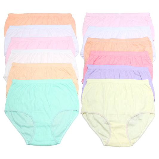 Cotton Classic Brief Panties with Rib Knit (12-Pack)