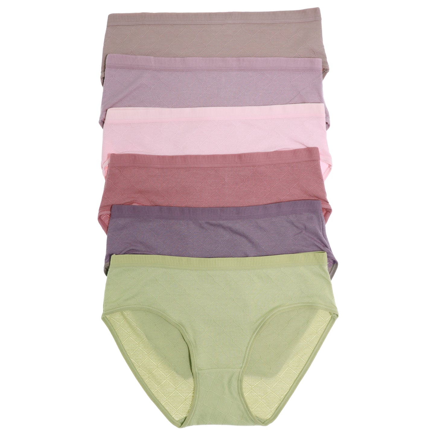 Cotton Bikini Panties with Diamond Pattern Design (6-Pack)