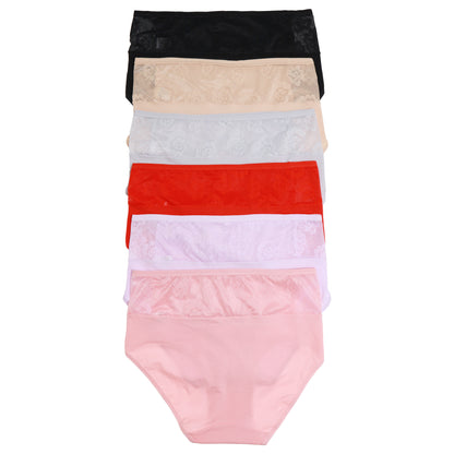 Cotton Hiphugger Panties with Floral Lace Waist Panel (6-Pack)
