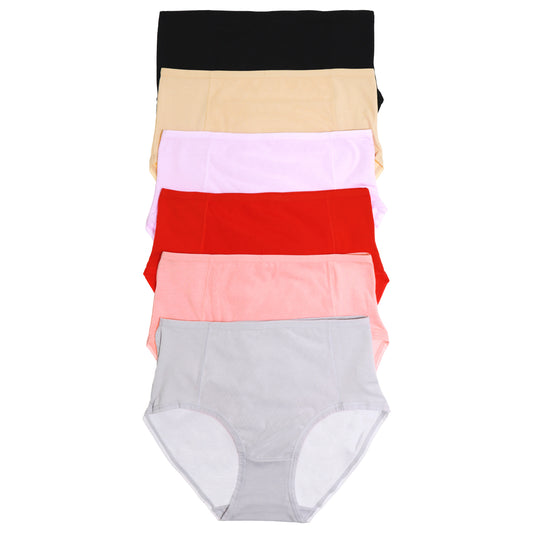 Cotton Hiphugger Panties with Mesh Front Layer (6-Pack)