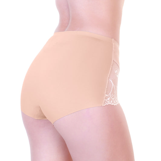 Laser Cut High-Rise Briefs with Lace Front Detail (6-Pack)