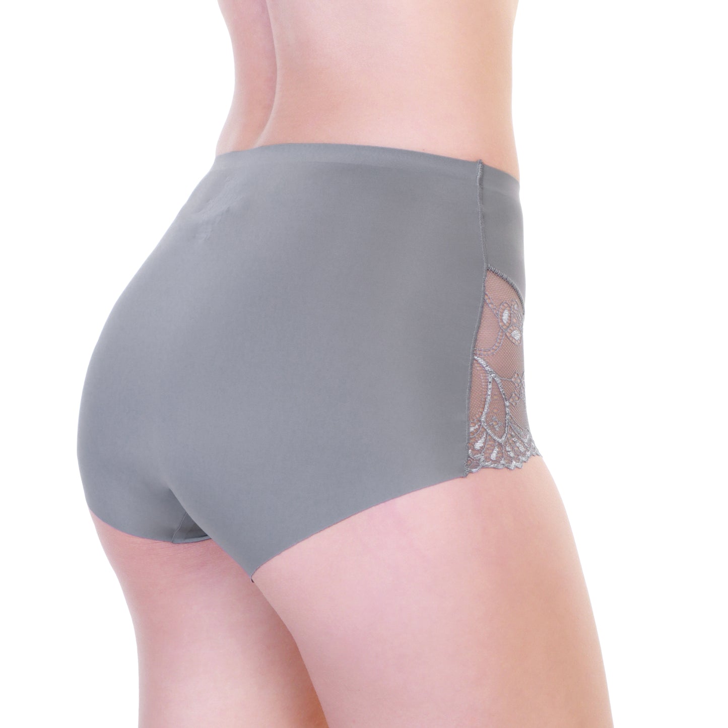 Laser Cut High-Rise Briefs with Lace Front Detail (6-Pack)