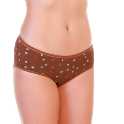 Cotton Bikini Panties with Hearts Print Design (6-Pack)