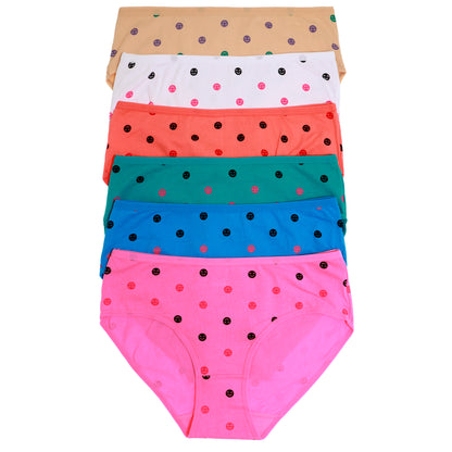 Cotton Bikini Panties with Smiley Face Print Design (6-Pack)