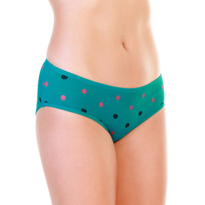 Cotton Bikini Panties with Smiley Face Print Design (6-Pack)