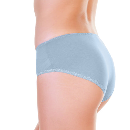 Cotton Bikini Panties with Lace Trim Leg Opening (6-Pack)
