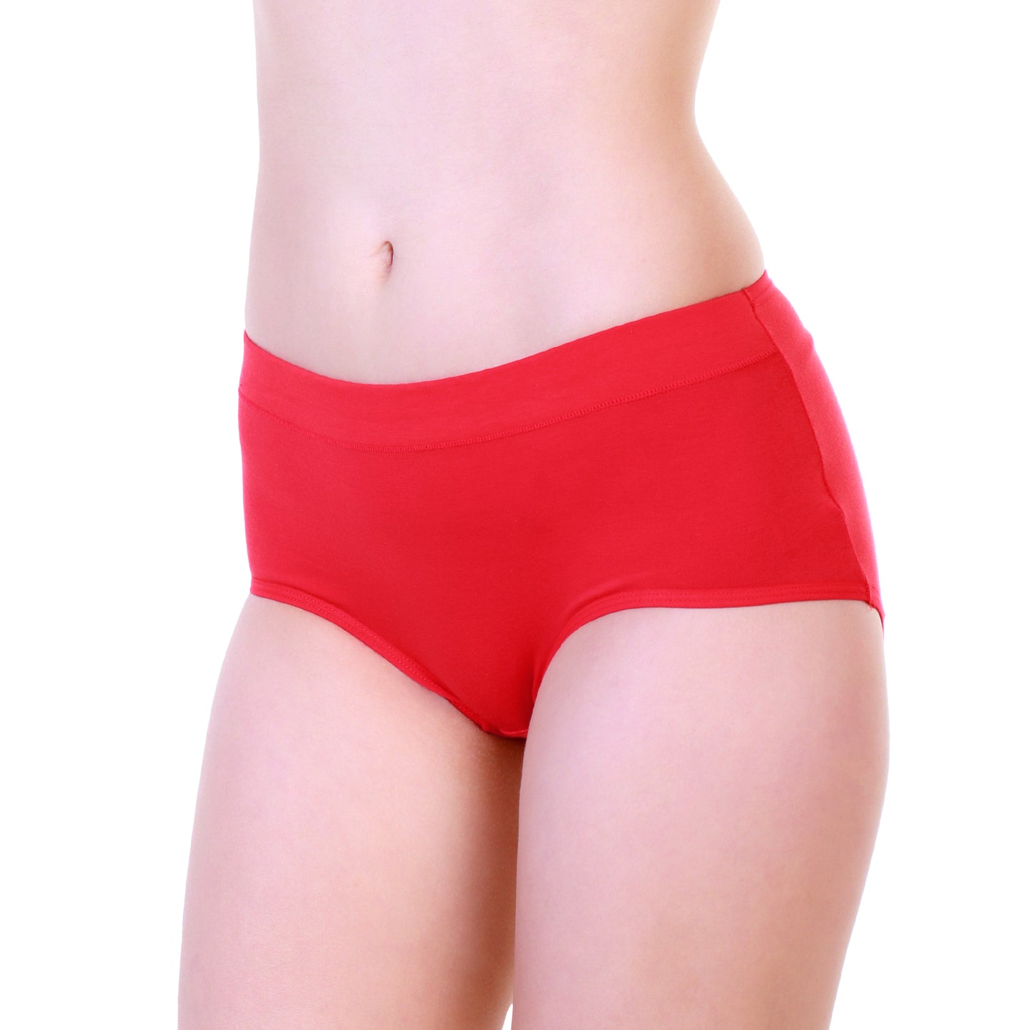 Cotton Mid-Rise Briefs Panties with Front Stitch Detail (6-Pack)
