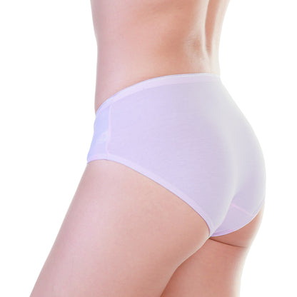 Cotton Hiphugger Panties with Embroidered Mesh Heart Detail (6-Pack)
