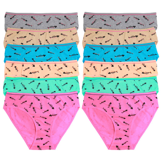 Cotton Bikini Panties with Fishbone Print (6-Pack)