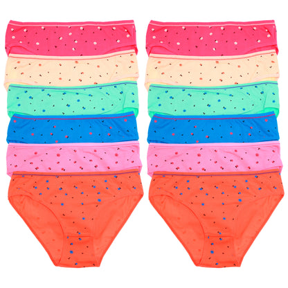 Cotton Bikini Panties with Flower Print (6-Pack)