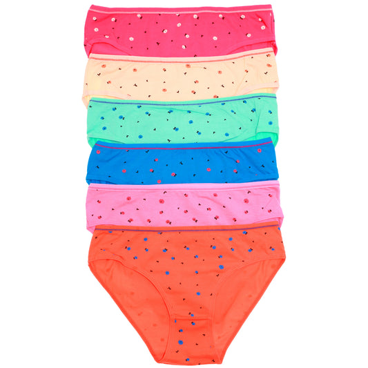 Cotton Bikini Panties with Flower Print (6-Pack)