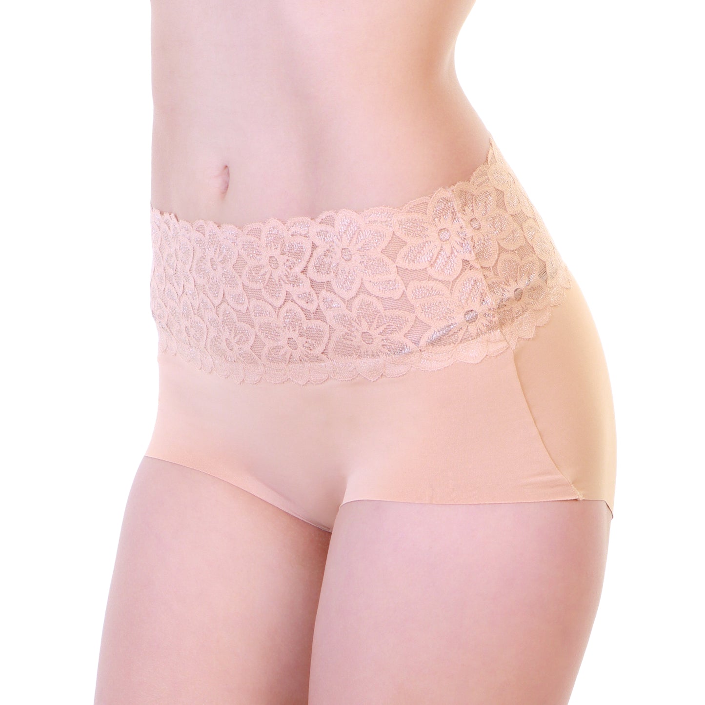 Laser Cut High-Rise Briefs with Lace Front Waistband Detail (6-Pack)