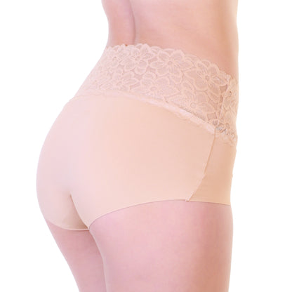 Laser Cut High-Rise Briefs with Lace Front Waistband Detail (6-Pack)