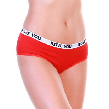 Cotton Hiphugger Panties with an I Love You Waistband (6-Pack)