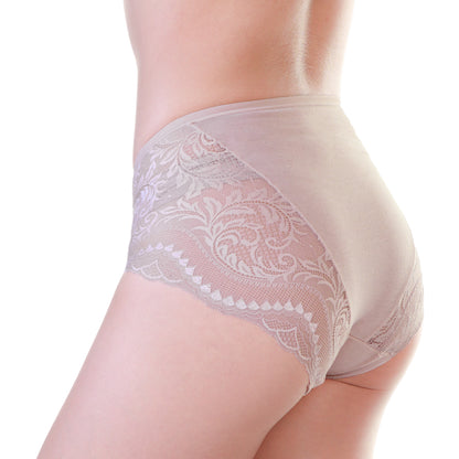 Cotton High-Rise Brief Panties with Lace Accent (6-Pack)