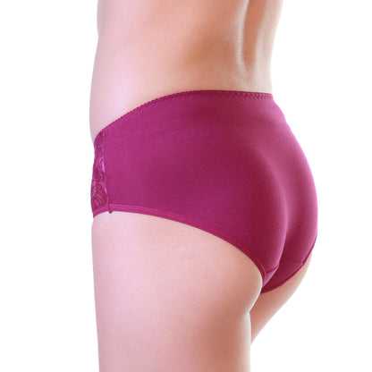 Cotton Hiphugger Panties with Floral Mesh (6-Pack)