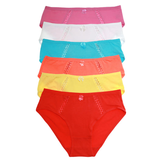 Cotton Bikini Panties with Crisscross Detail (6-Pack)