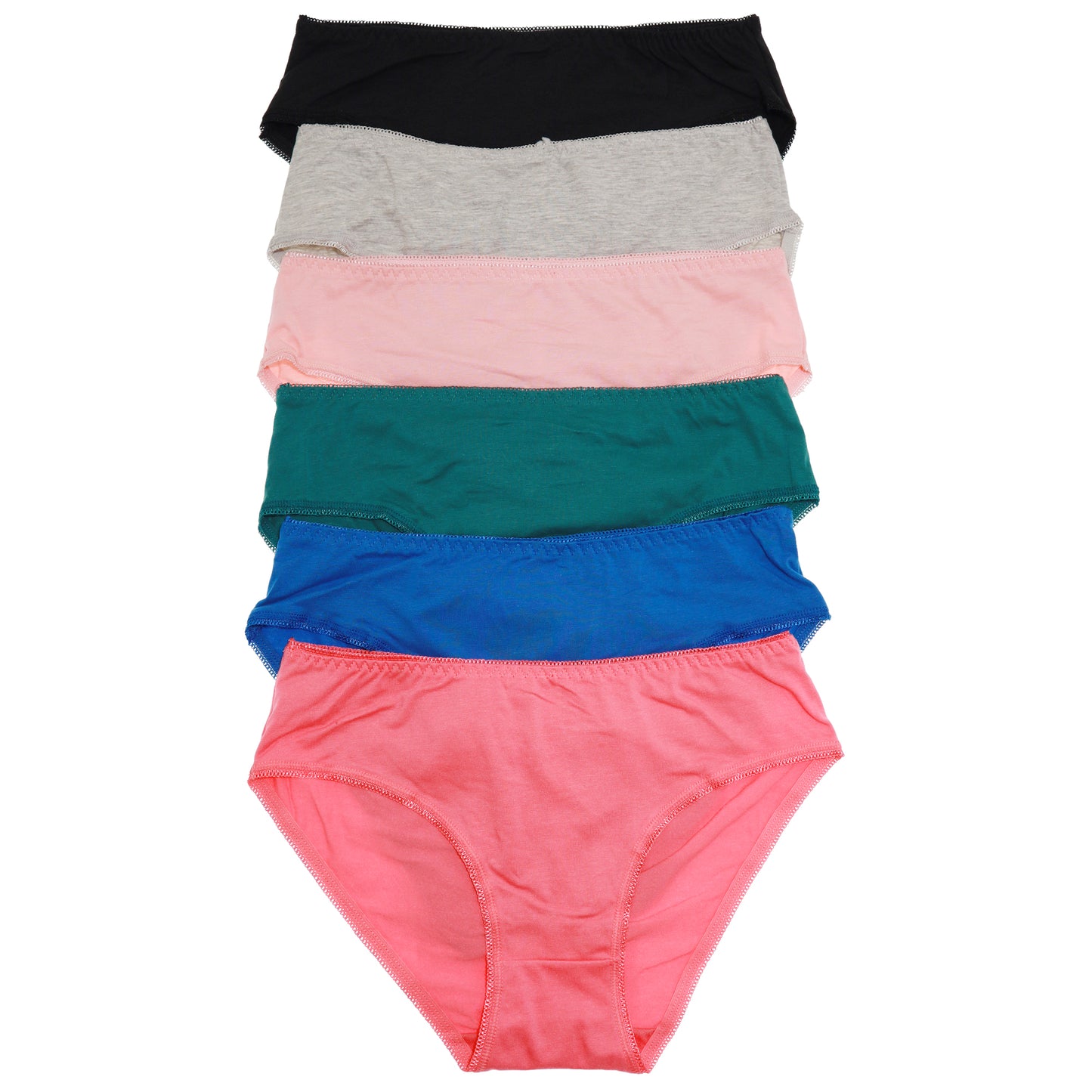 6 Pack Women's Thongs Bikini Low Rise Underwear Colorful Classic