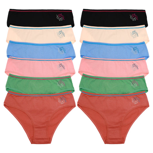 Cotton Bikini Panties with Rhinestone Detail (6-Pack)