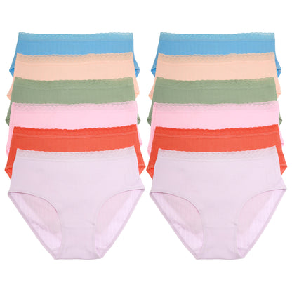 Mid-Rise Cotton Panties with Scalloped Waistband (6-Pack)