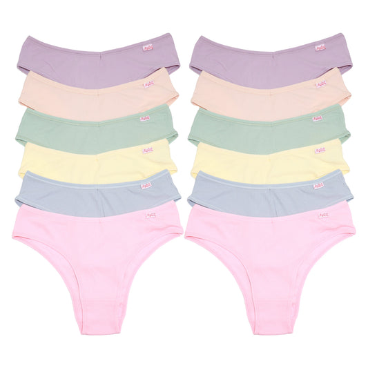 Ribbed Knit High-Cut Cheeky Bikini Panties (6-Pack)
