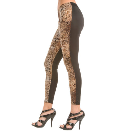 Leopard and Black Patterned Mid-Rise Leggings (1-Pack)