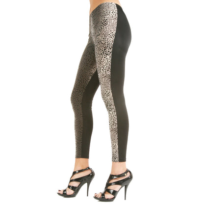 Leopard and Black Patterned Mid-Rise Leggings (1-Pack)