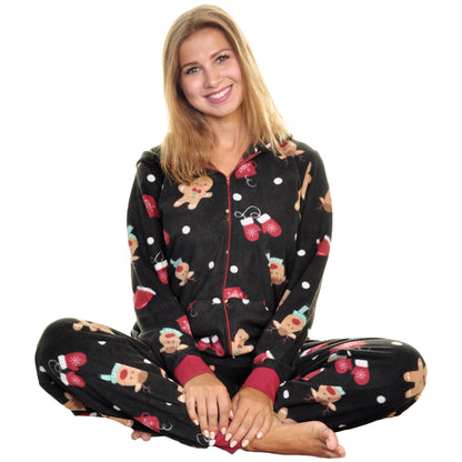 Unisex FLEECE Novelty One-Piece Hooded Pajamas (1-Pack)