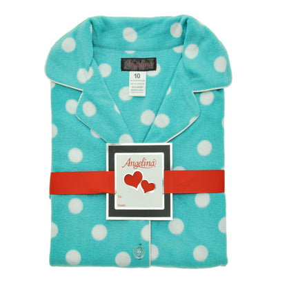 Girl's Cozy Fleece Notch Collar Pajama Set with Pockets (1-Pack)