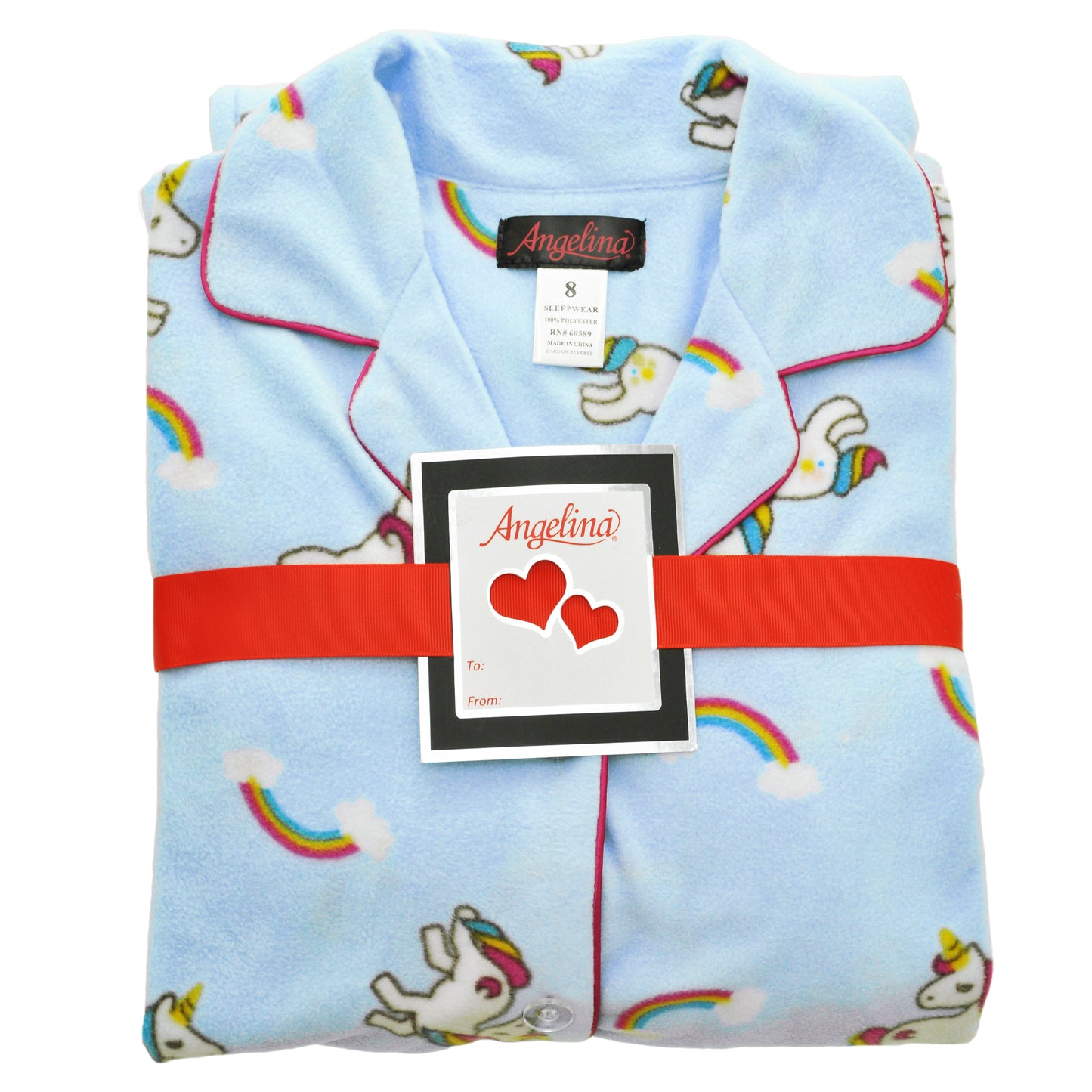 Girl's Cozy Fleece Notch Collar Pajama Set with Pockets (1-Pack)
