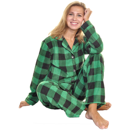 Cozy Fleece Notch Collar Pajama Set with Pockets (1-Pack)