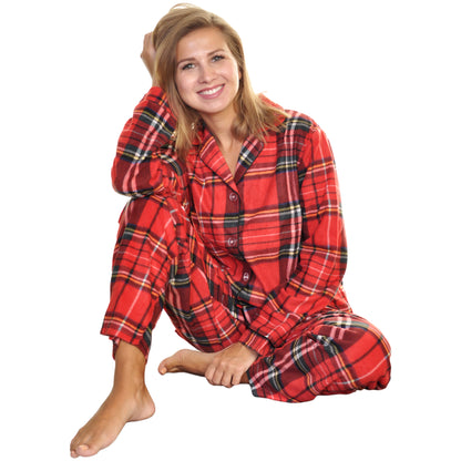 Cozy Fleece Notch Collar Pajama Set with Pockets (1-Pack)